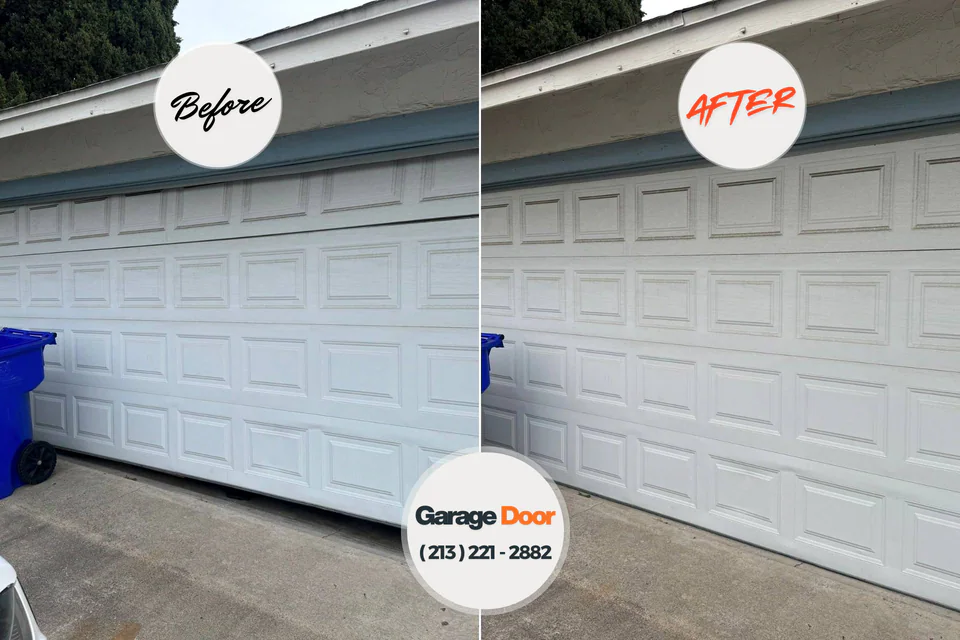 Before and after: garage door repair Acushnet Center, MA